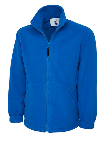 Uneek Clothing UC604 300GSM Classic Full Zip Micro Fleece Jacket in royal blue with full zip fastening and and two lower front pockets.