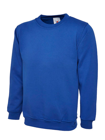 Uneek Clothing UX7 The UX Children's Sweatshirt in bottle royal blue with long sleeves, crew neck and elasticated wrists and bottom.